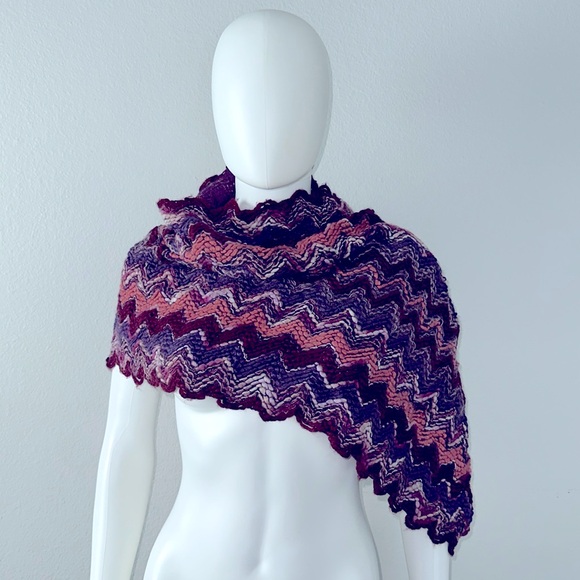 MISSONI orange label mohair blend zig zag chevron infinity scarf shawl - Picture 1 of 8